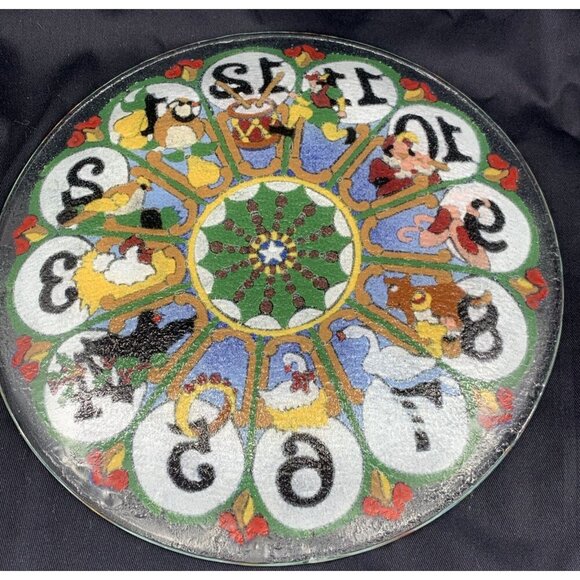 Peggy Karr 12 Days of Christmas Fused Glass Plate 11.25" Signed - Picture 8 of 8